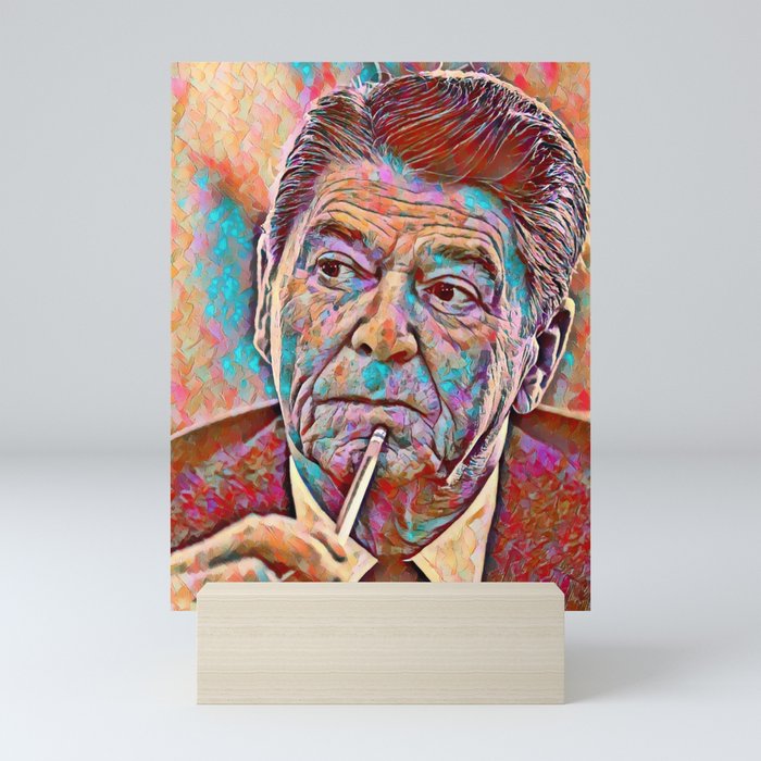 President Ronald Reagan Holding Pencil Mini Art Print