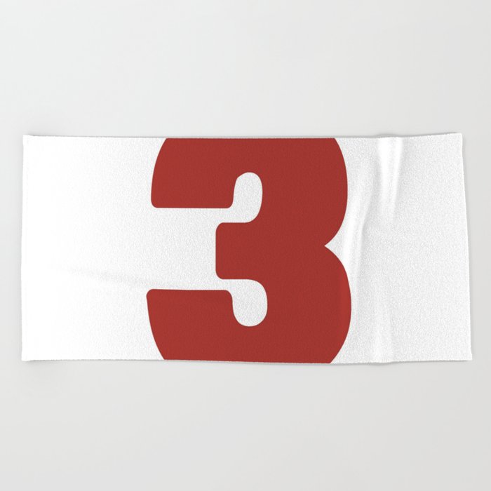 3 (Maroon & White Number) Beach Towel
