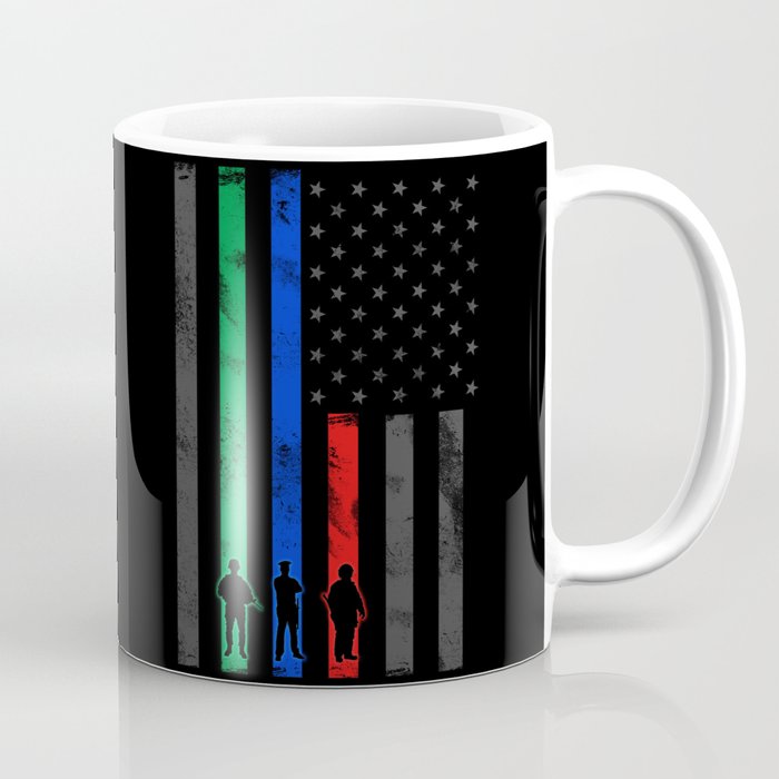 Thin Blue, Red, Green Line American Flag Coffee Mug
