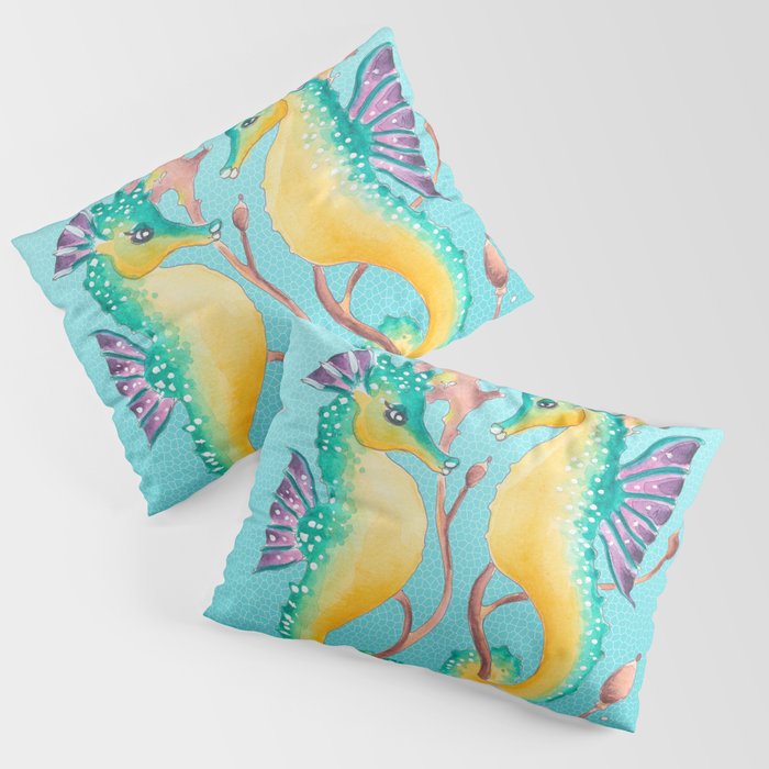 Two Seahorses Teal Pillow Sham