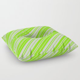 [ Thumbnail: Light Grey & Chartreuse Colored Lines/Stripes Pattern Floor Pillow ]