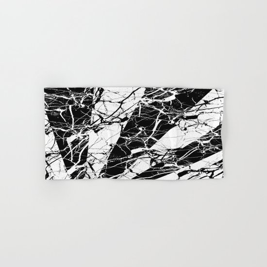 Rays Of Marble - Black and White, marble textured, abstract art Hand & Bath Towel