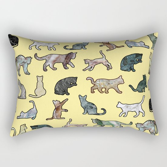 Cats shaped Marble - Sun Yellow Rectangular Pillow