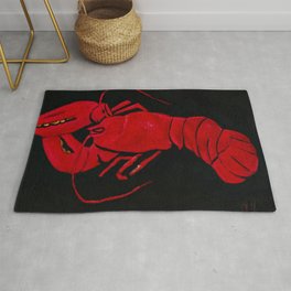 Lobster on Black Background by Marsden Hartley Area & Throw Rug