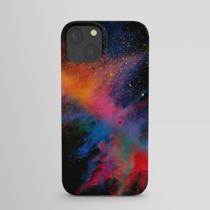 Launched colorful powder on black background iPhone Case
