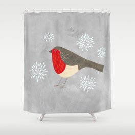 Robin and Snowflakes Shower Curtain