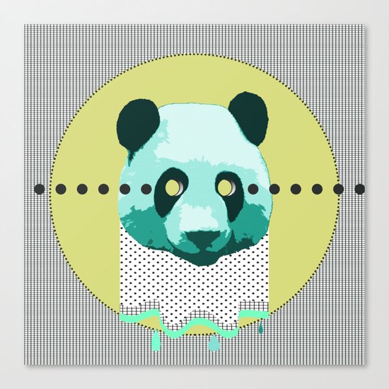 the blue panda who was melting black and white Canvas Print