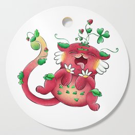A cute digital art of unic fantasy character - keeper of strawberry beds Cutting Board