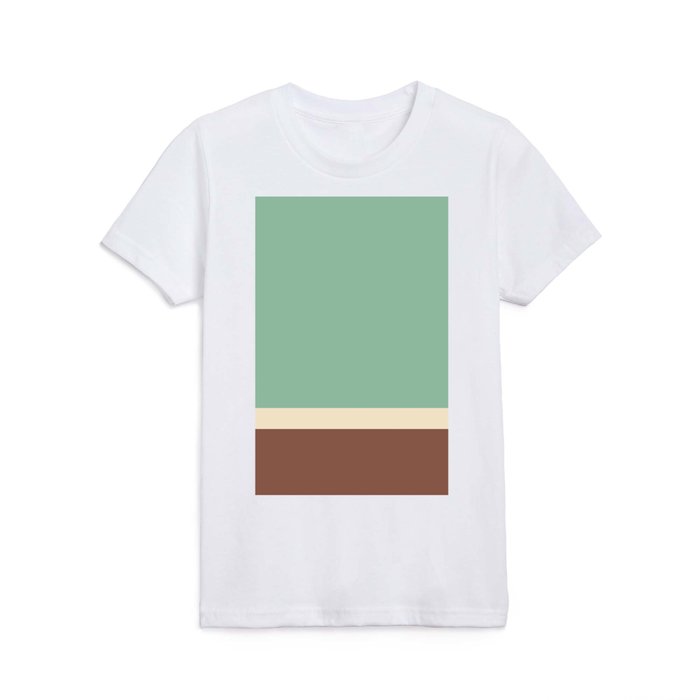 Color Block Triple in Solid Celadon, Brown, and Cream Kids T Shirt