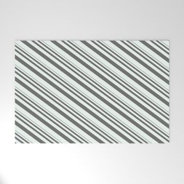 [ Thumbnail: Dim Gray & Mint Cream Colored Striped/Lined Pattern Welcome Mat ]