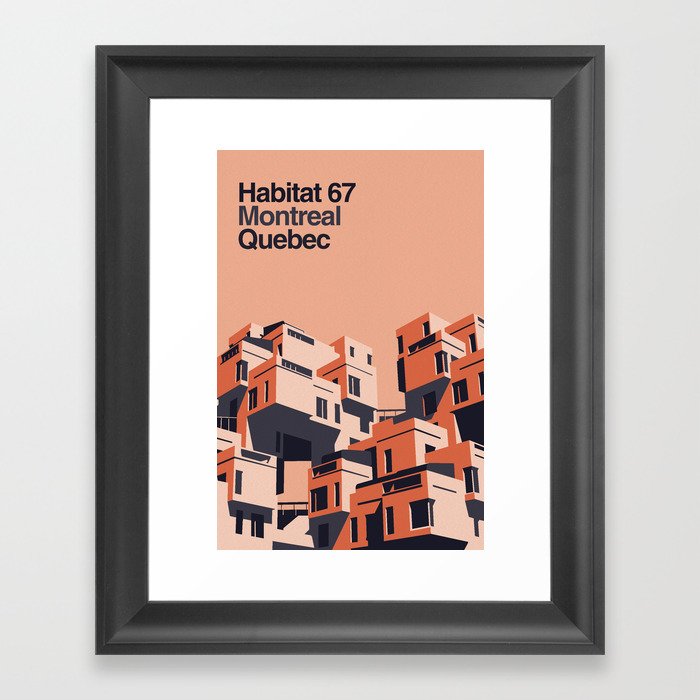 Habitat 67 retro poster Framed Art Print