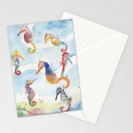 Colorful Seahorses Stationery Card
