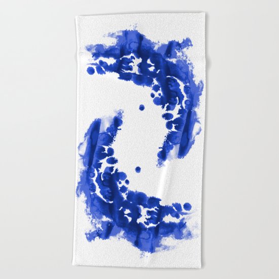 Paint 9 abstract indigo watercolor painting minimal modern canvas affordable dorm college art Beach Towel