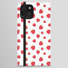 Red Strawberry Love Pattern iPhone Wallet Case