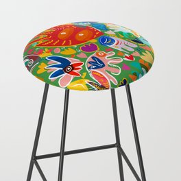 Welcome May Abstract Graffiti Nature and Flowers Pattern Bar Stool