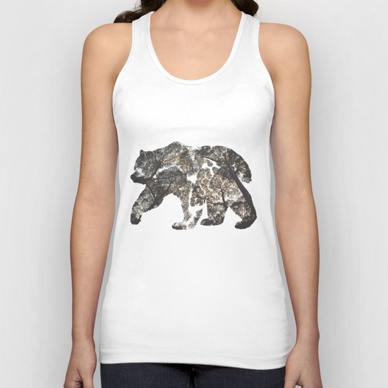 Bear Silhouette With Trees Unisex Tank Top