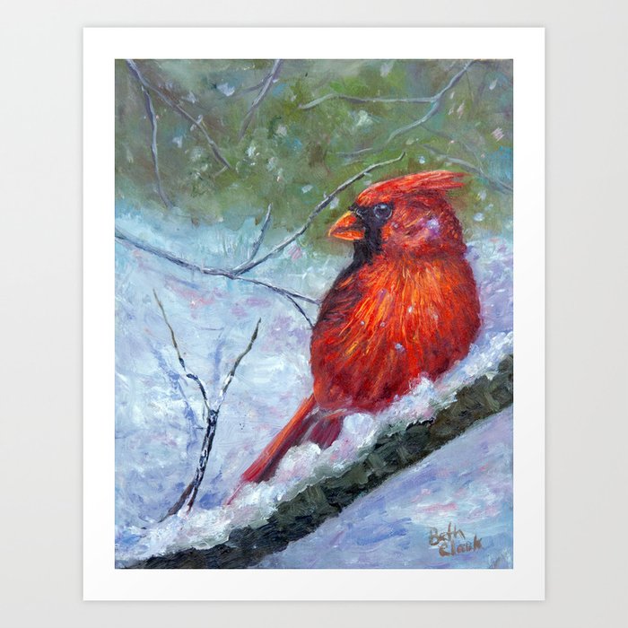 Winter Cardinal Art Print By Bethclarkarts Society6