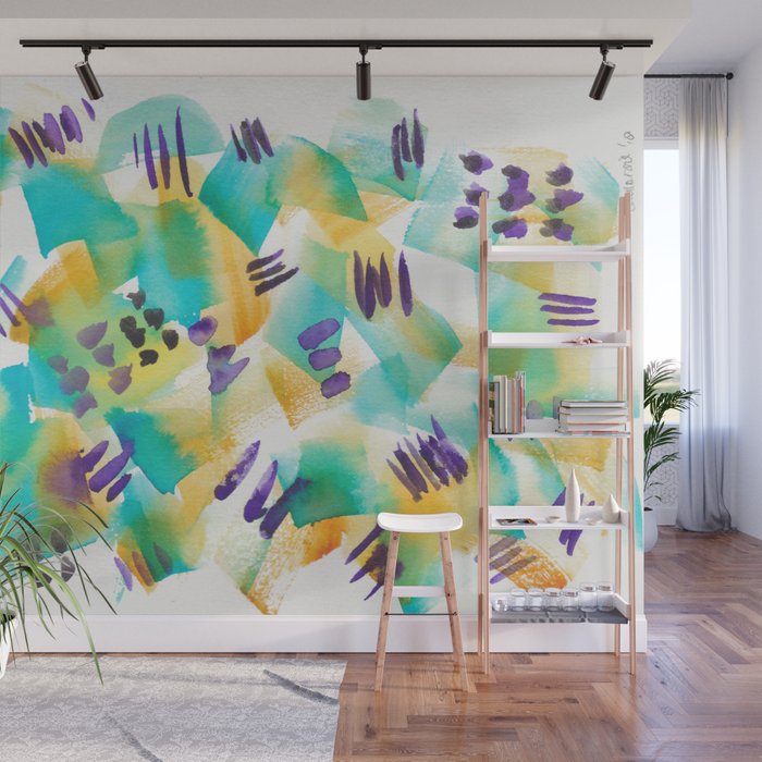 180803 August Abstract 11 Colorful Abstract Watercolors Brush Patterns Wall Mural By Valourine