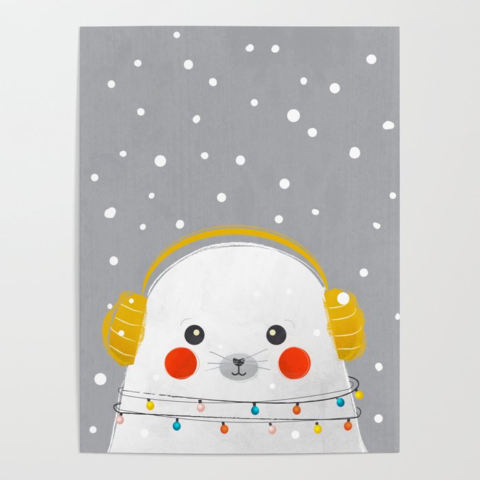 Christmas Baby Seal Poster