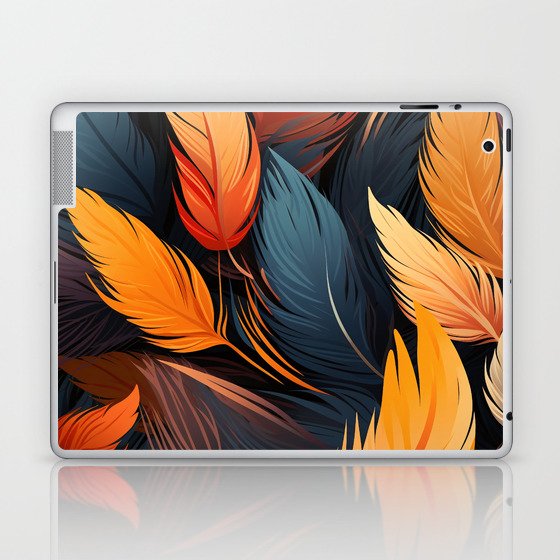 Orange blue feathers Laptop & iPad Skin