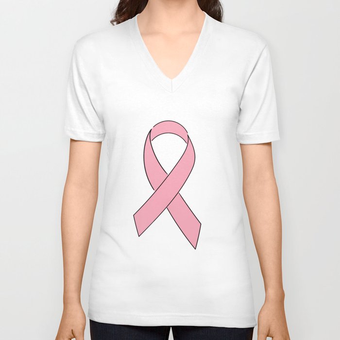 Breast Cancer Awareness Ribbon V Neck T Shirt