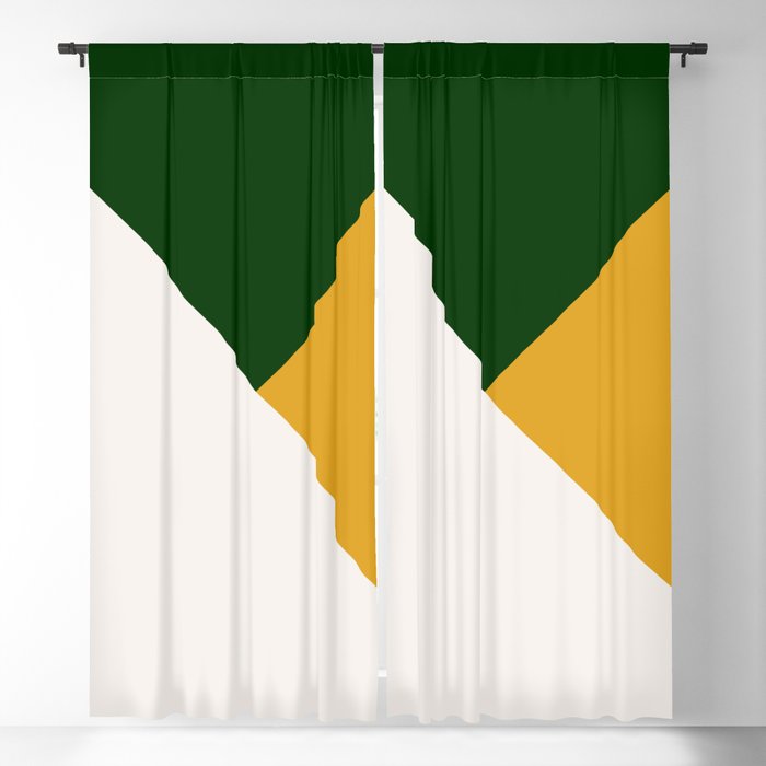Tricolor Geometry Green Yellow Blackout Curtain