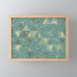 Abstract Green and Beige Triangle Pattern Framed Mini Art Print