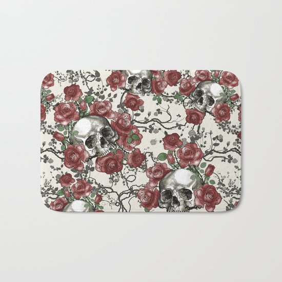 Skulls and Roses or Les Fleurs du Mal Bath Mat