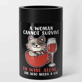 Funny Cat And Wine Saying Womens Can Cooler