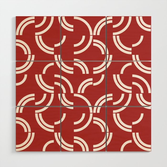White curves on red background Wood Wall Art
