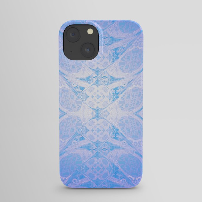 Blue and White Geometric Icy Lace Pattern iPhone Case