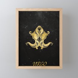 Astrology Horoscope Virgo Zodiac Gold Black Framed Mini Art Print