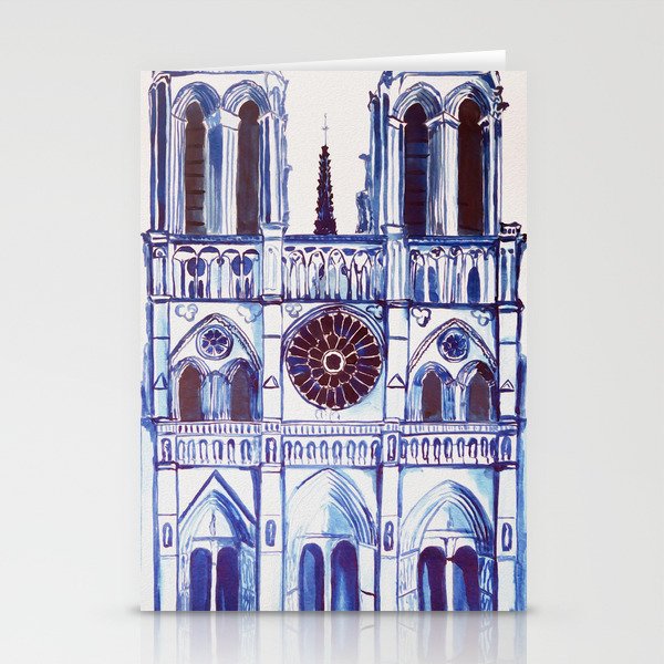 Notre Dame de Paris, cathedral, illustration Stationery Cards