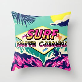 Surf North Carolina Throw Pillow