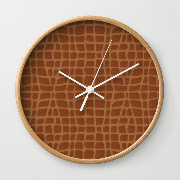 Brown Crocodile Skin Wall Clock