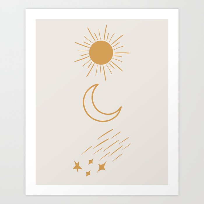 Sun, Moon and Stars #society6 #buyart Art Print