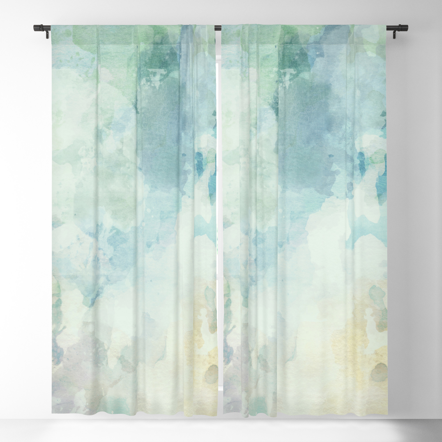 Cloudy Watercolor Landscape Painting Abstract Artwork Blackout