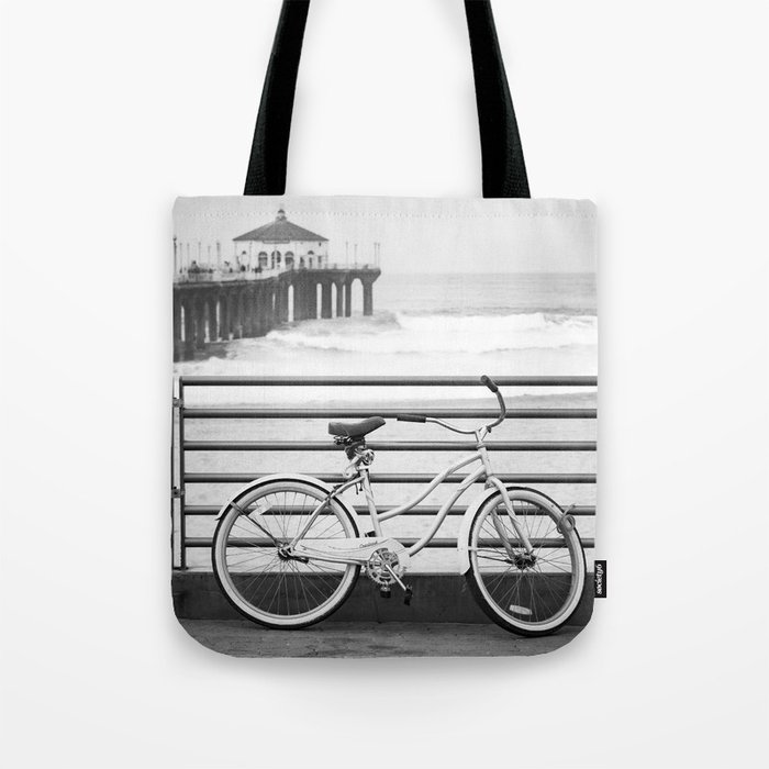 Riding Bikes on the Strand in Manhattan Beach California Tote Bag