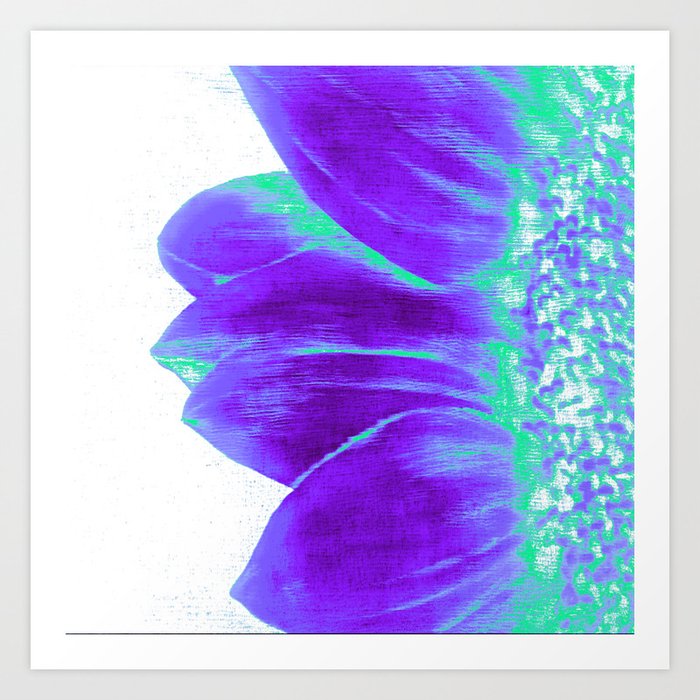 Comtemporary Sunflower : Bright Violet & Mint Green Art Print