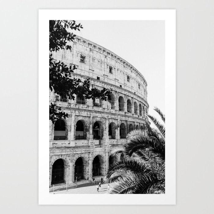 The Roman Colosseum in black and white || Ancient Rome, Italy, Architecture Art Print
