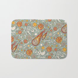 The Asteroid & the Omega Bath Mat | Drawing, Retro, Space, Planets, Triceratops, Dino, Dinosaur, Science, Skull, Fossil 