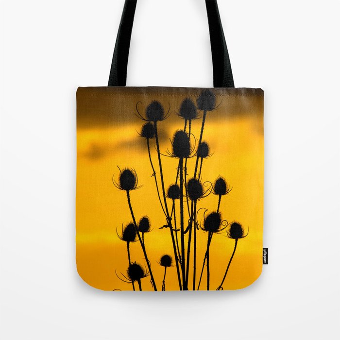 thistle silhouette sunset. Tote Bag