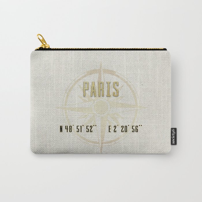 Paris - Vintage Map and Location Carry-All Pouch
