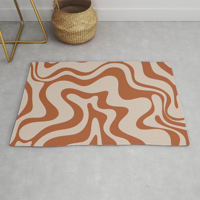 Liquid Swirl Abstract Pattern in Clay and Putty Rug