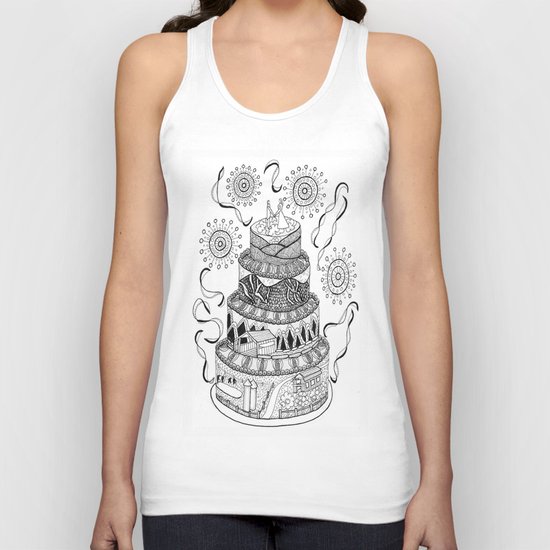 Country Wedding Cake Zentangle Style Unisex Tank Top
