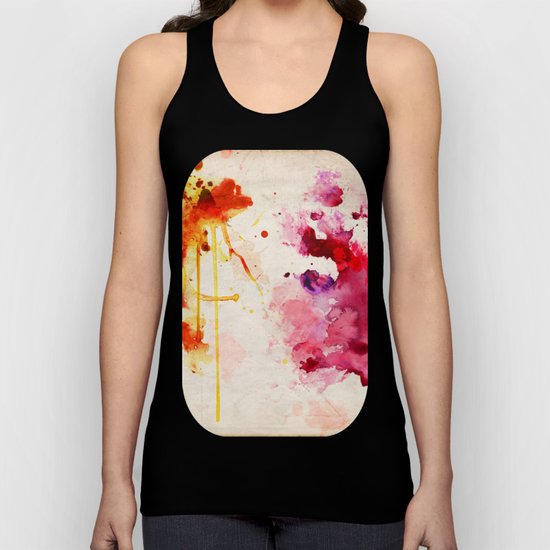 Fuchsia & Orange Color Splash Unisex Tank Top