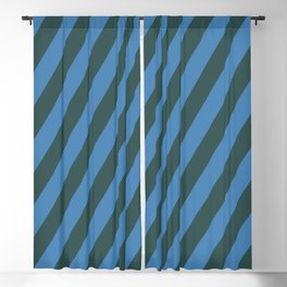 [ Thumbnail: Dark Slate Gray and Blue Colored Striped/Lined Pattern Blackout Curtain ]
