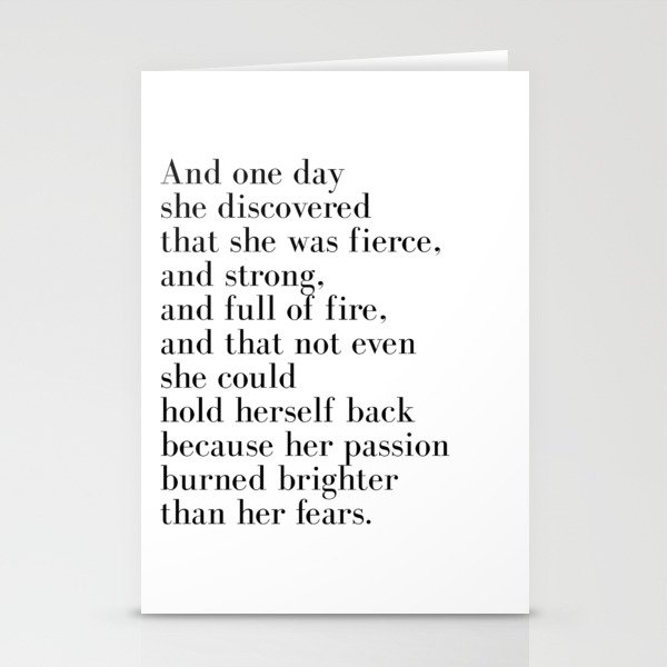And one day she discovered that she was fierce Stationery Cards