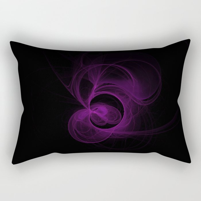 Purple Swirls on Black Rectangular Pillow