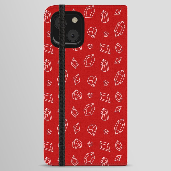 Red and White Gems Pattern iPhone Wallet Case